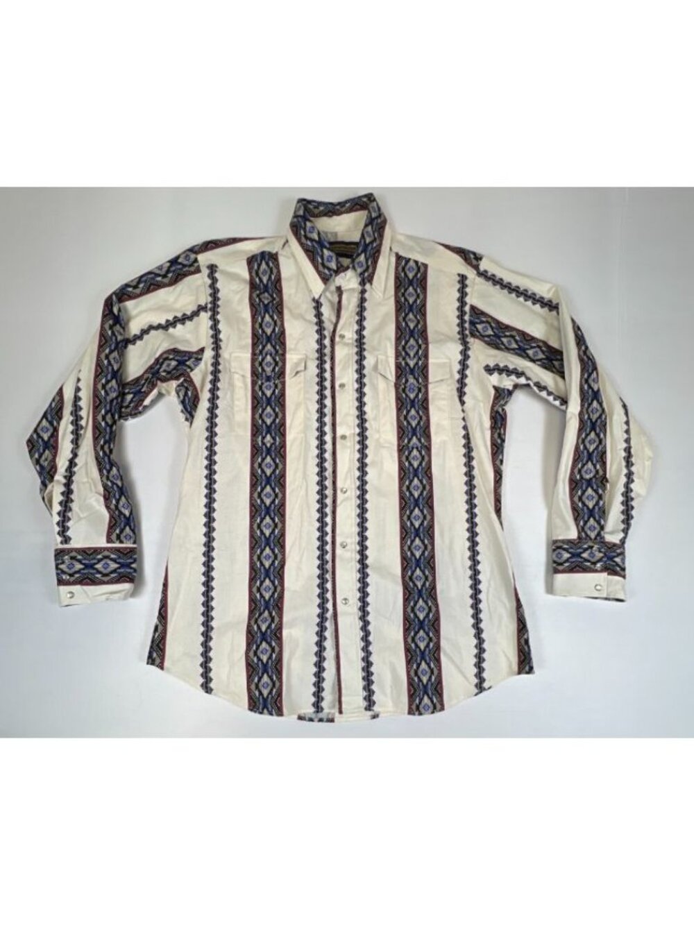 Vintage Panhandle Slim Western Shirt Men Large Geometric Print Snap Pearl Button